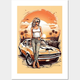 girl in the sunset Posters and Art